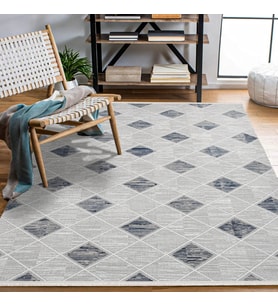 Makine Kaymaz Yıkanabilir Beyaz Geometrik Triko Salon Halısı Mutfak Halısı Koridor Halısı Yolluk 16109K