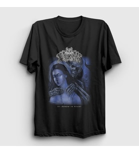Presmono Unisex Siyah Arrow In Heart Aosoth T-Shirt 541563tt