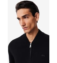 Lacoste Erkek Classic Fit Fermuarlı Kolej Yaka Pamuklu Yünlü Kalın Hırka Siyah