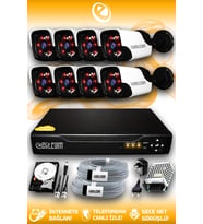 ELITCAM 8 Kameralı Panda 8 Dış Kamera Set 320 GB HDD Full HD Gece Görüşlü Güvenlik Kamerası Sistemi