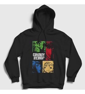 Presmono Unisex Siyah Crew Anime Cowboy Bebop Kapüşonlu Sweatshirt 489790tt