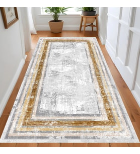 Rovigo Home Dijital Baskı Yıkanabilir Kaymaz Taban Salon Halısı Ve Yolluk RV177-FNL484 (Sarı)