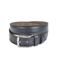 DeepSEA Erkek  4 cm Eninde Yanları Dikiş Nakışlı Mat Suni Deri Kemer 2402611 (Lacivert)