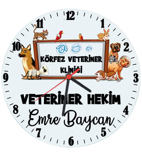 Biresimden Veterinere Hediye İsimli Klinik Duvar Saati