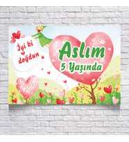 Kalp Temalı Doğum Günü Afişi