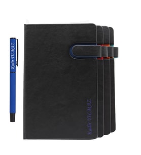 İsme Özel Renk Detaylı Defter ve Roller Kalem Seti - Renk Seçenekli (Lacivert)