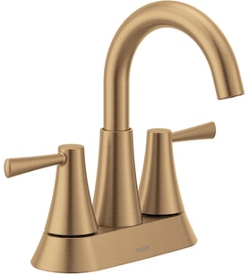 Moen Ronan Bronzlaştırılmış Altın İki Kulplu 4" Centerset Modern Banyo Bataryası Push-Down Drenajlı, (Çok Renkli)