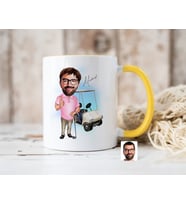 Bk Gift Kişiye Özel Golf Oyuncusu Karikatürlü Sarı Kupa Bardak-7, Sevgiliye Hediye, Arkadaşa Hediye