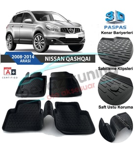 Nissan Qashqai Havuzlu 3D Paspas Niken Siyah 2008-2014