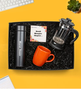 Kişiye Özel Dijital Termos, French Press ve Kupa Hediye Seti