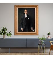 Altın Varaklı Çerçeveli Paspartulu Atatürk Tablo z4592 (Gold)