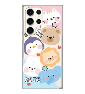 Samsung Galaxy S23 ULTRA Uyumlu Cute Animals Tasarımlı Şeffaf Telefon Kılıfı