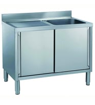Electrolux Professional Dolaplı Tek Evyeli Tezgah, Evyesi (600x500 Mm), Damlalık Solda, 2 Kayar Kapılı - 1200 Mm MLA1216SXN