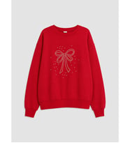 LCW Kids Kırmızı Taşlı Kız Çocuk Kalın Sweatshirt