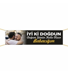 Doğum Günü Pankartı(Babacığım)-12 75x300 cm (Çok Renkli)