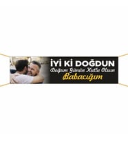 Doğum Günü Pankartı(Babacığım)-12 75x300 cm (Çok Renkli)