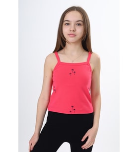 Toontoy Kız Çocuk Baskılı Atlet (Fuşya)