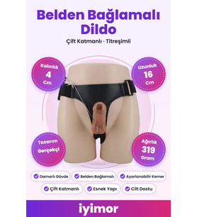 16 Cm Çift Katmanlı Titreşimli Strapon Penis (Ayarlanabilir Kemer Dahil) – iyimor
