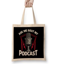 Ask Me Bout My Podcast Awesome Podcasting Host Bez Çanta Uzun Saplı