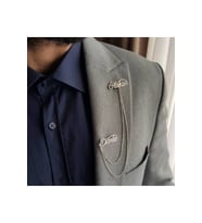 925 Ayar Gümüş İsimli Yaka İğnesi Damat Hediyesi Kişiye Özel (Model 5)