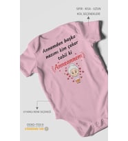 Annemden Başka Nazımı Kim Çeker ? Tabiki Annanem v2 Baskılı Bebek Zıbını – Çıtçıtlı Body  Kısa Kol (Koyu Pembe)