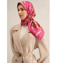 Armine Tivil İpek Eşarp 9324 - 55 Pembe Karışık Desen