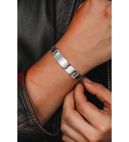 Erkek Gümüş Bileklik - İsim Yazılan 2.8 mm Çift Kral Zincir Erkek Bileklik