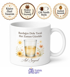 Optimist İnsanlara Bardağın Dolu Tarafı Polyanna Mutluluğu Çay Kupası Hediye