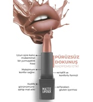 Yoğun Renk Veren Uzun Süre Kalıcı Nemlendirici Kadifemsi Mat Ruj - Matte Lipstick 402 Nude
