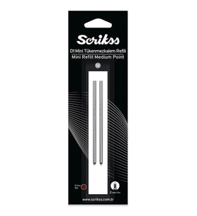 SCRIKSS D1 TÜKENMEZ KALEM MEDIUM KISA REFİL KIRMIZI 2'Lİ BLISTER