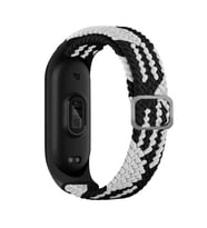 Xiaomi Mi Band 5 Kordon Tokalı Örgü Band (Siyah - Beyaz)