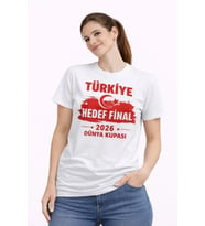 TÜRKİYE Baskılı Tişört Ay Yıldız 2026 Dünya Kupası Taraftar Forma T-Shirt - Beyaz