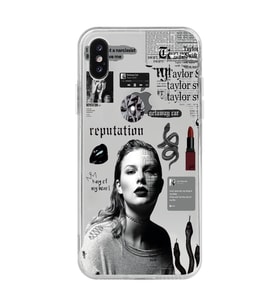 Iphone X / Xs Uyumlu Taylor Swift Desenli Şeffaf Telefon Kılıfı