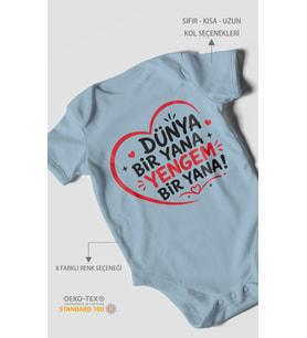 Dünya bir yana yengem bir yana Kısa Kollu Bebek Body %100 Pamuk