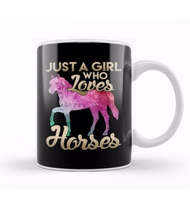 Just a Girl Who Loves Horses Galactic Space Horse Kupa Bardak Porselen