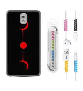 Samsung Note 3 4 5 8 9 20 Ultra 10 Lite Kılıf Kablo Koruma Spiral Silikon Red Moon 1710