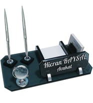 Sentez Dünya Biblolu Cam Kristal Ofis Hediyesi Masaüstü İsimlik (Gümüş)
