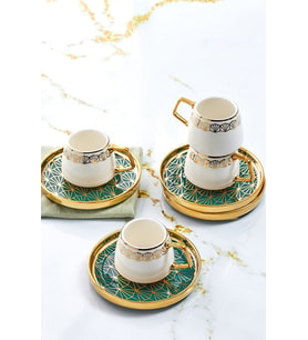 Verde 6 Kişilik Kahve Fincan Takımı 100 ml (Beyaz)