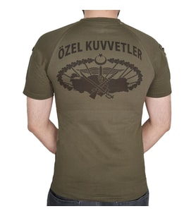 Özel Kuvvetler Yazılı Kısa Kollu Baskılı Taktik Tişört Haki