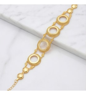 Altın Kaplama İmitasyon Desenli Dört Çeyrek Çerçeveli Bileklik BLK-1206 (Gold)
