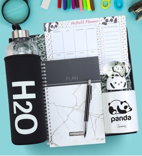 Matara & Panda Küre & Kalemlik & Defter & Planner Okula Dönüş Hediye Seti