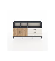 Arges Konsol 5 Raflı 3 Çekmeceli 2 Kapaklı 176x30x99 Antrasit-Çam/Aytaşı