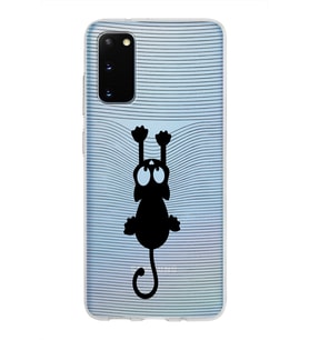 Samsung Galaxy S20 Kapak Mandala Kedi Tasarımlı Şeffaf Silikon Kılıf