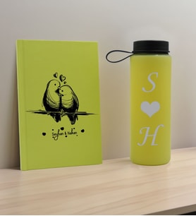 BK Gift Sevgiliye Özel İsimli Sarı Defter ve Cam Matara Hediye Seti-4, Sevgiliye Hediye, Sevgililer Günü, Yeni İş Hediyesi
