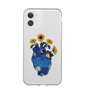 Iphone 11 Uyumlu Vincent Van Gogh Kalp Tasarımlı Şeffaf Telefon Kılıfı