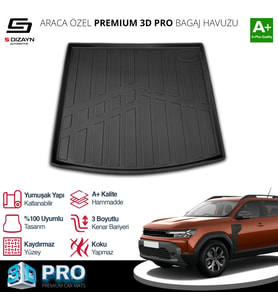S-Dizayn Renault Duster 4X2 3D Pro Bagaj Havuzu 2024 Üzeri A+ Kalite