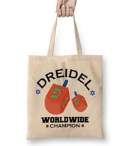 Dreidel Worldwide Champion Cute Hanukkah Bez Çanta Uzun Saplı