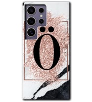 Galaxy S24 Ultra Kılıf HD Desen Baskılı Kılıf - Pembe Mermer Desenli Ö Harfi