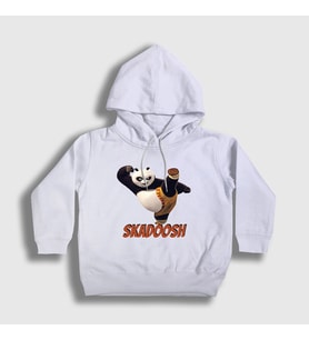 Presmono Unisex Çocuk Beyaz Skadoosh Kung Fu Panda Kapüşonlu Sweatshirt 467081tt