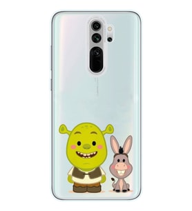 Redmi Note 8 Pro Uyumlu Shrek ve Eşek Tasarımlı Şeffaf Telefon Kılıfı